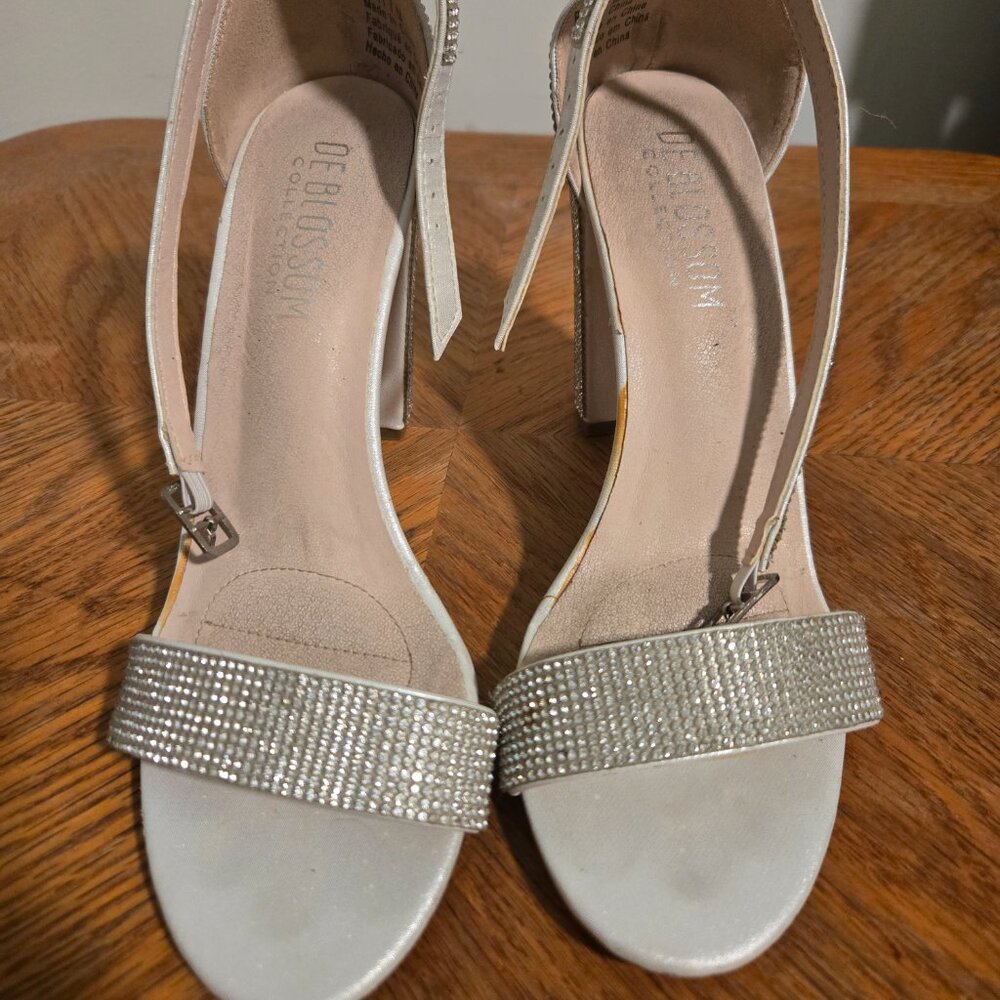 Sparkly Minimalist Ankle Strap Block Heel Sandals… - image 2